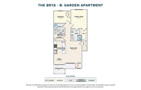 Floor plan for 2 beds, 2 baths, 1043 sqft